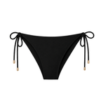 Black bikini bottom with tie sides on a white background